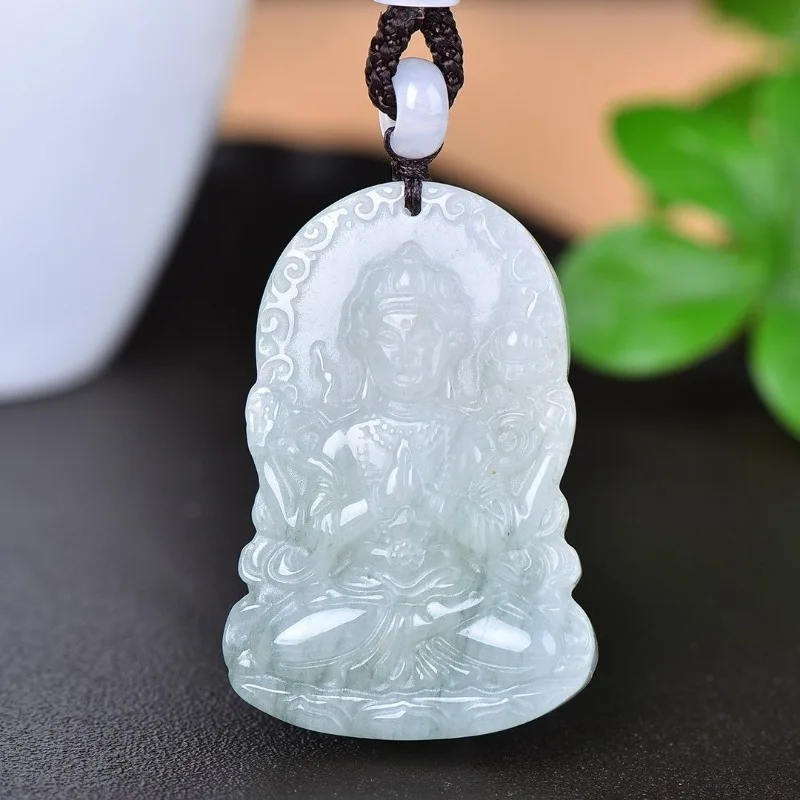 Colgante de Jade Natural de Bodhisattva de Guanyin, sello oficial de Jade Tianshan, colgante de Jade, cadena de suéter de pareja