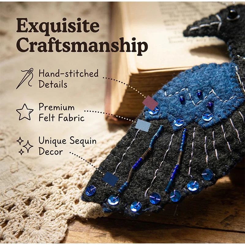 

Уникальный дизайн в форме вороны, ручная работа, войлочный чехол для швейных принадлежностей, мягкий войлочный чехол для швейных инструментов с несколькими внутренними отделениями, складная конструкция.