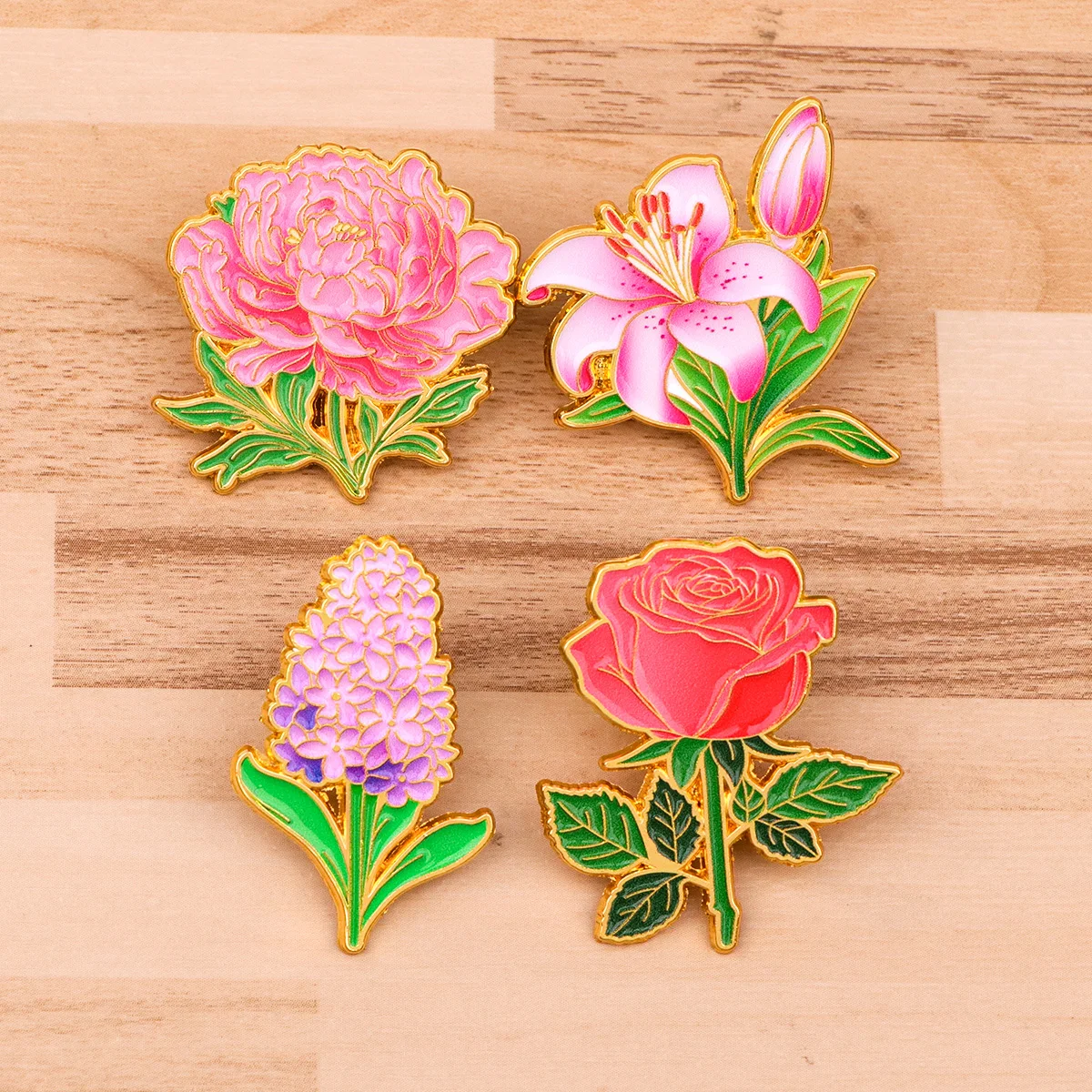 Vintage Flower Enamel Pins Peony Lily Rose Brooches for Backpacks Hats Jackets Lapel Badges Cute Jewelry Gifts for Women