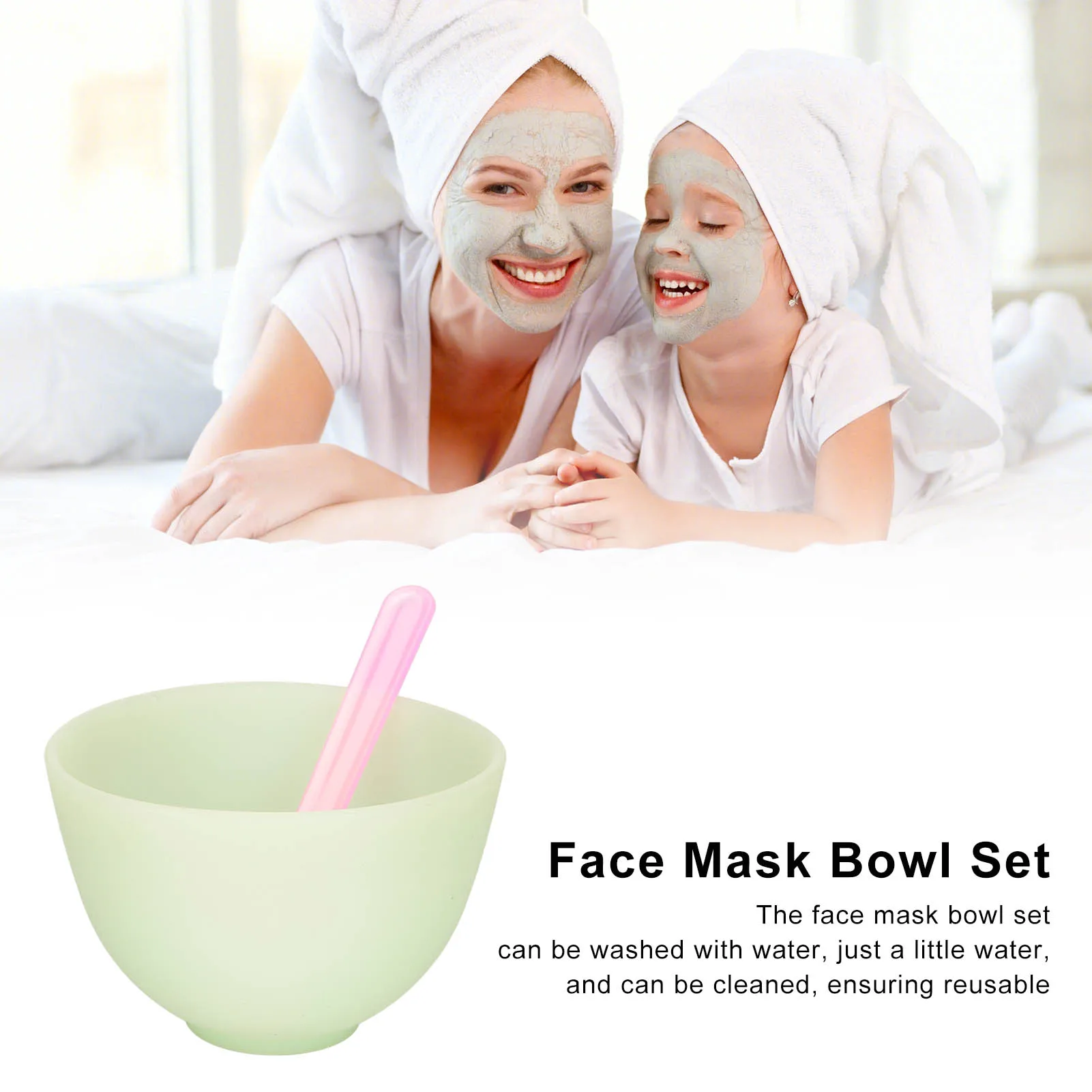 2set Face Mask Applicator Silicone Material Washable Reusable Soft Flexible Portable DIY Skin Care Bowl Brush Set