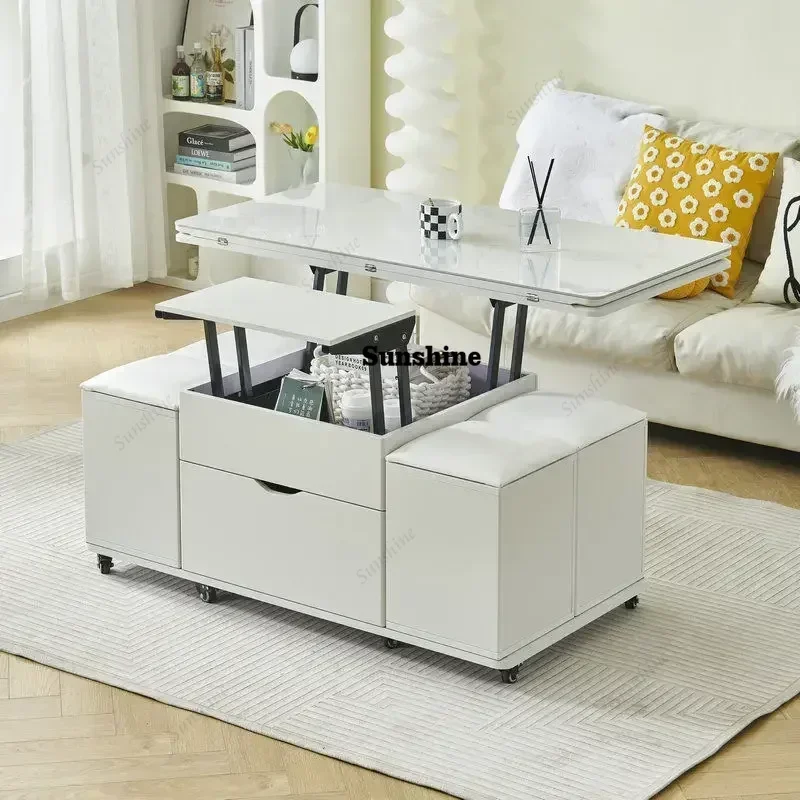

High Elevator Design Coffee Table Modern European Storage Unique Nordic Coffee Table Salon White Mesa De Centro Sala Furniture