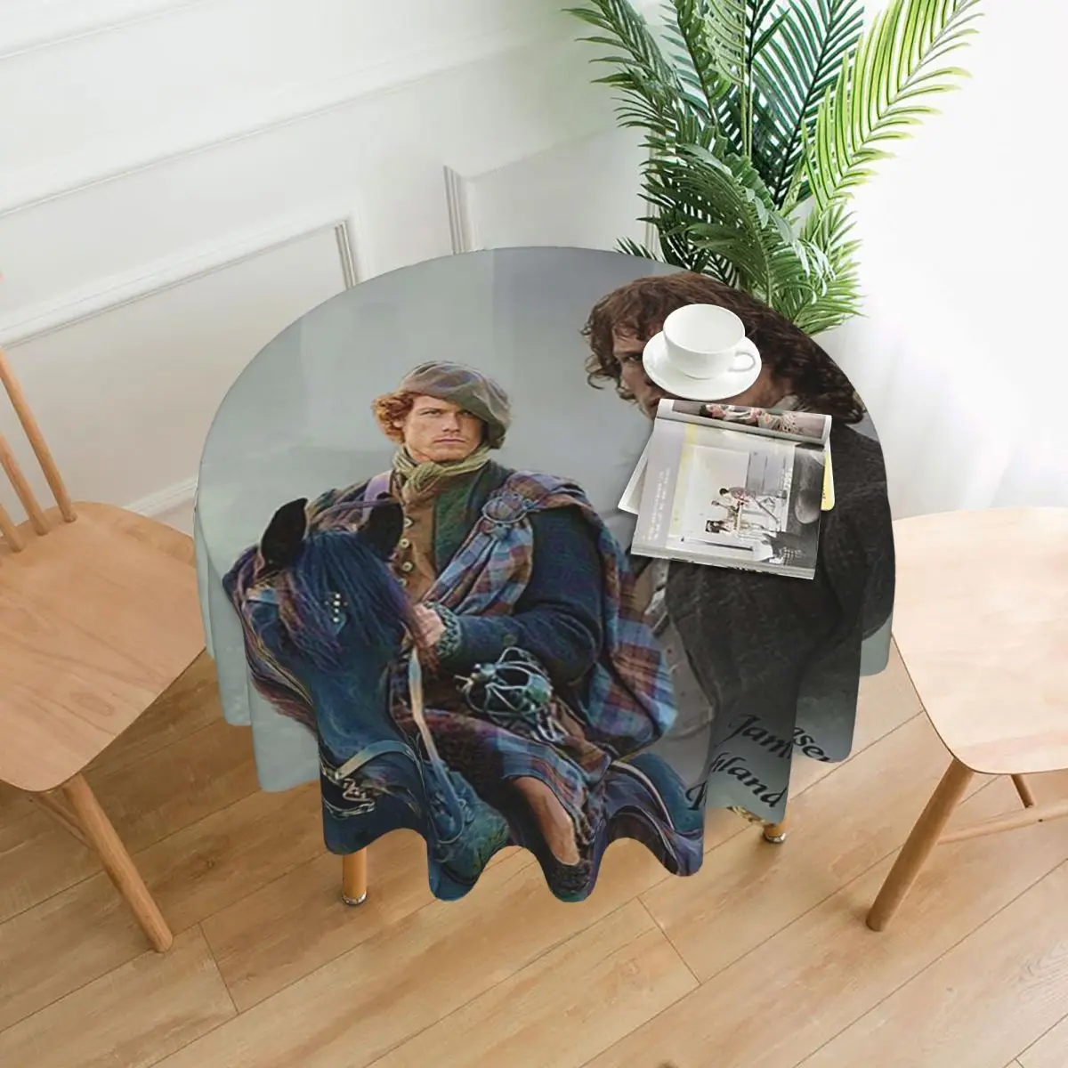 Jamie Fraser-Highland WarriorOutlande Waterproof Round Tablecloth Oilproof Table Cloth for Kitchen Events Dining Table Cover
