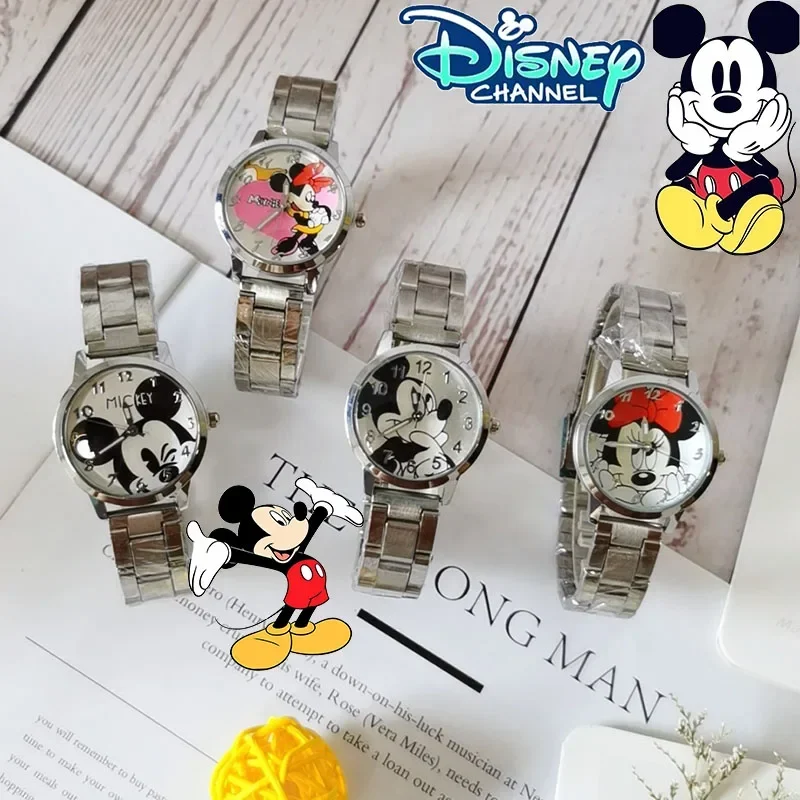 Disney Mickey Mouse Cartoon Children's Watch Mickey Minnie Stainless Steel Watch Girls Boys Girls Quartz Clock