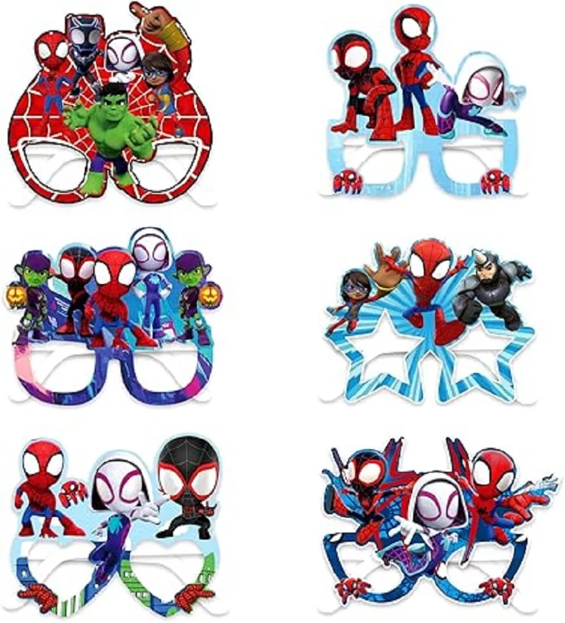12 Uds. De gafas de papel para fiesta de Spidey y su increíble amigo, recuerdos de fiesta para niños, suministros de fiesta de cumpleaños de Spiderman, espectáculo de bebé