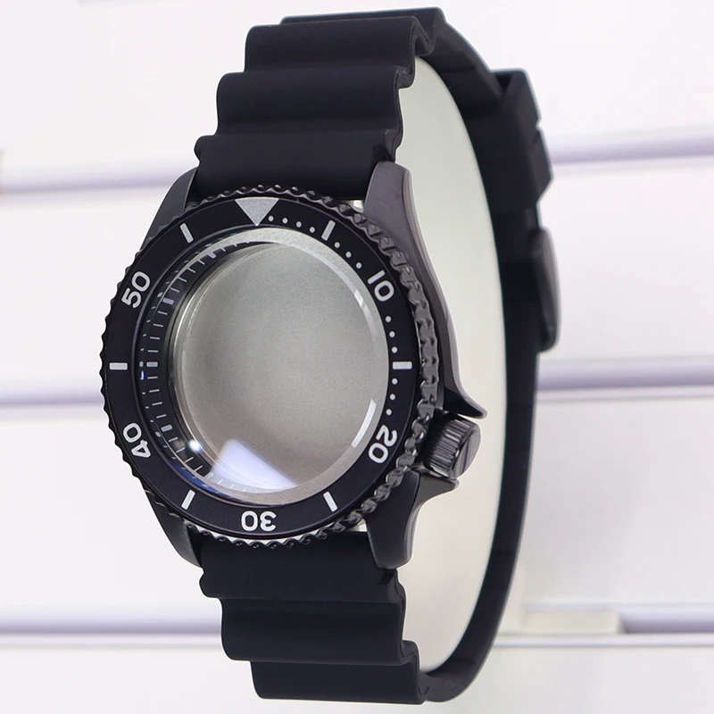 

Silvery/Black 42.5mm Watch Case Rubber Strap Sapphire Glass Waterproof For Seiko NH35 NH36 Movt Watch Parts 28.5mm Dial MOD SKX