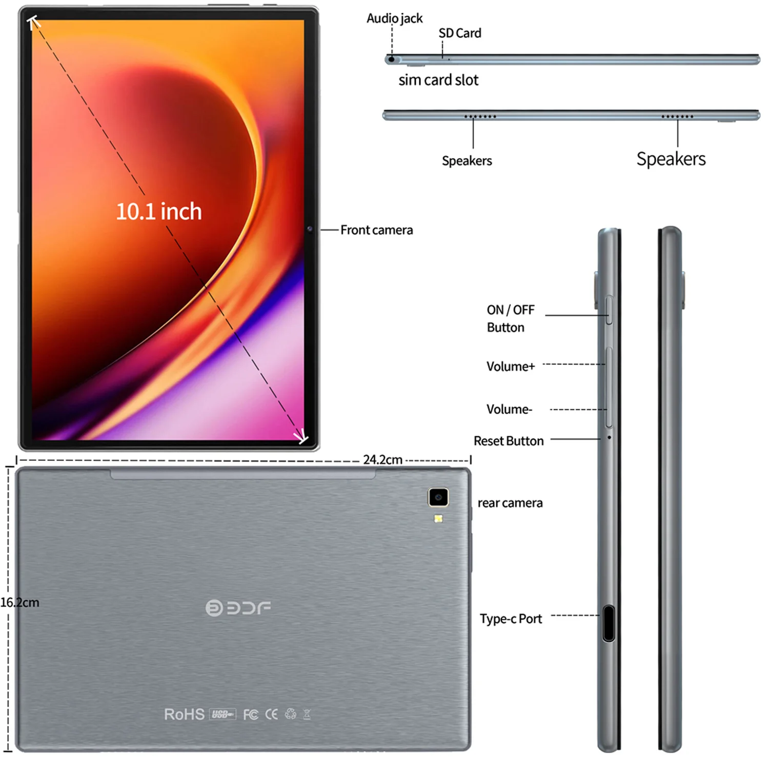 New Global Version 10.1 Inch Tablets Google Play Octa Core 8GB RAM 128GB ROM 4G LTE Network Dual SIM Dual WiFi Android Tablet PC