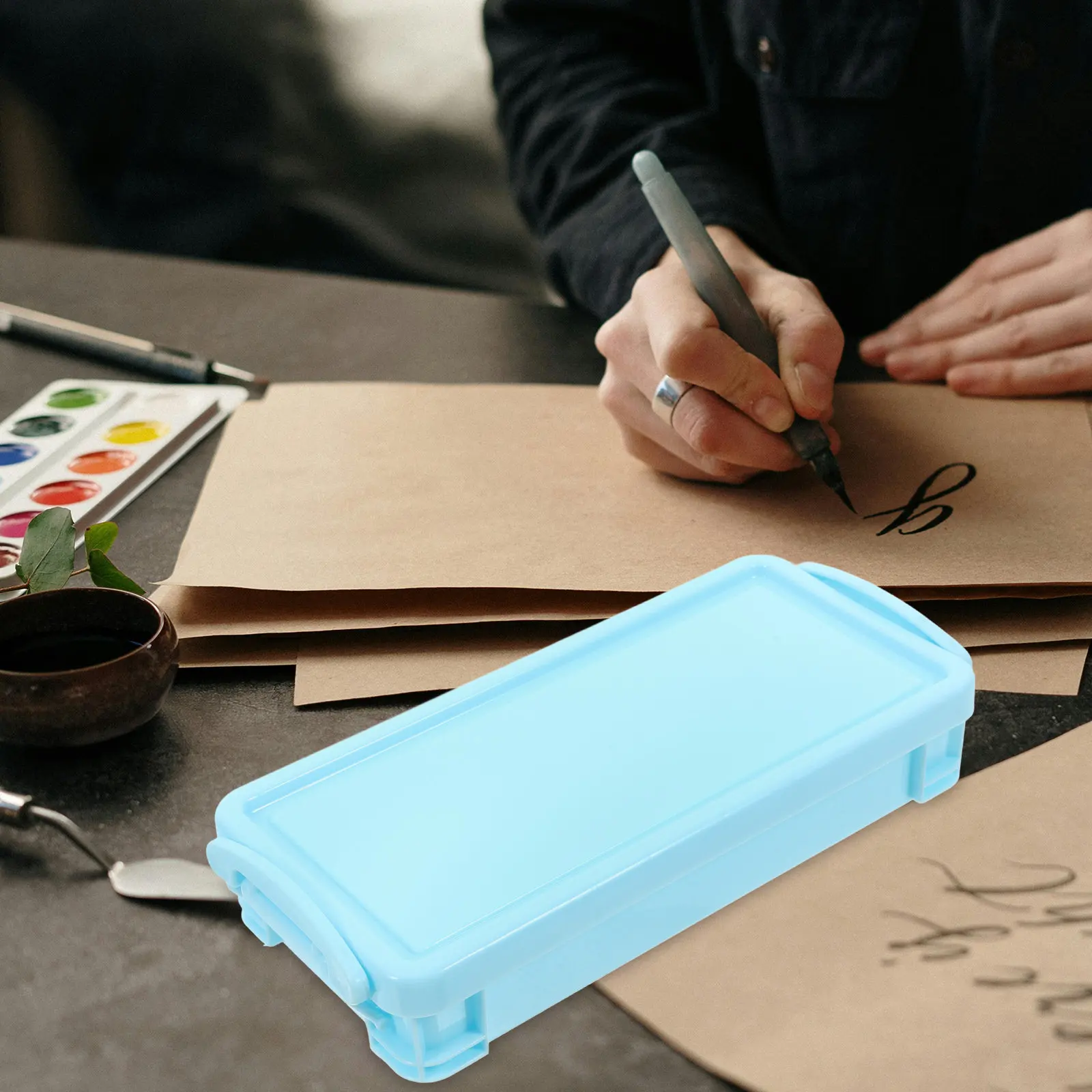 Boîte à crayons empilable en plastique rigide, grande capacité, organiseur de crayons, rangement pour fournitures scolaires, organiseur de bureau