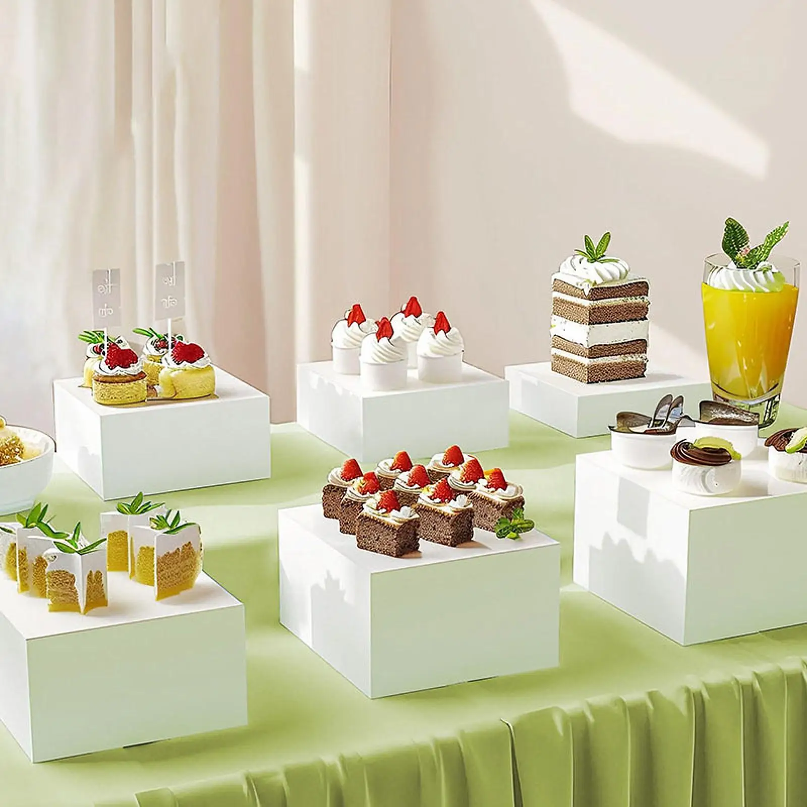 Food Buffet Riser Acrylic Boxes Set of 6 Multifunctional Stackable for Wedding,