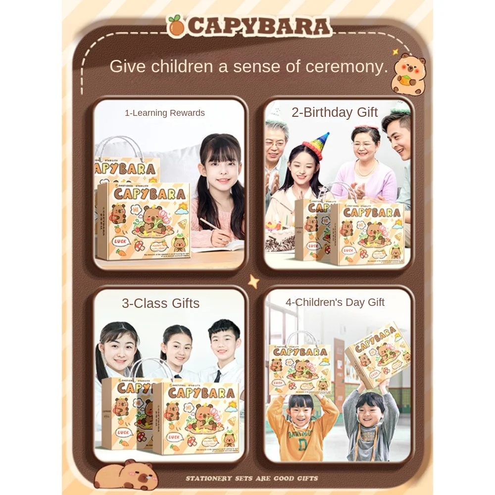 

Large Capacity Gift Box Capybara Stationery Set Pencil Case Cute Back-to-school Gift Kit Abundant Study Stationery for Students