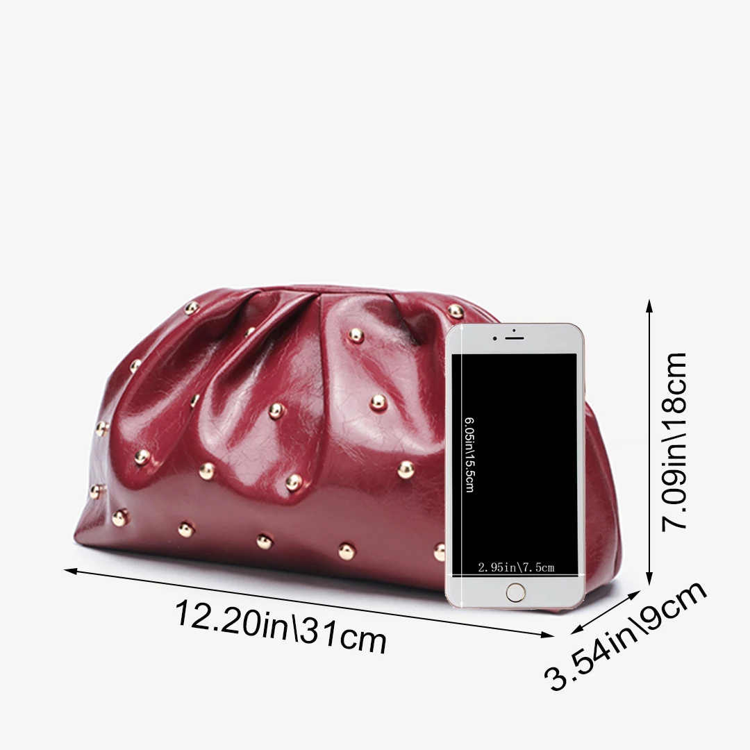 2025, neue Damen-Handtasche mit Reißverschluss, modisch, einfach, multifunktionaler Verschluss, Pilznagel, große Kapazität, gefaltete Wolke, Abendessen-Tasche – Detail 8
