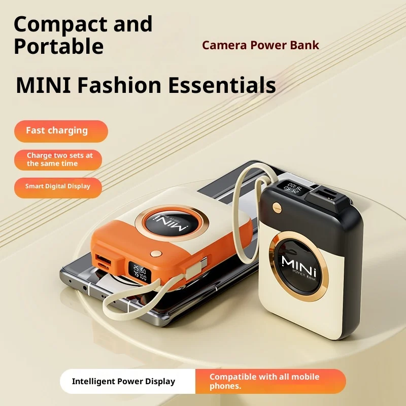 

10000 mAh mini portable fast power bank gift power bank with own cable mini powerbank