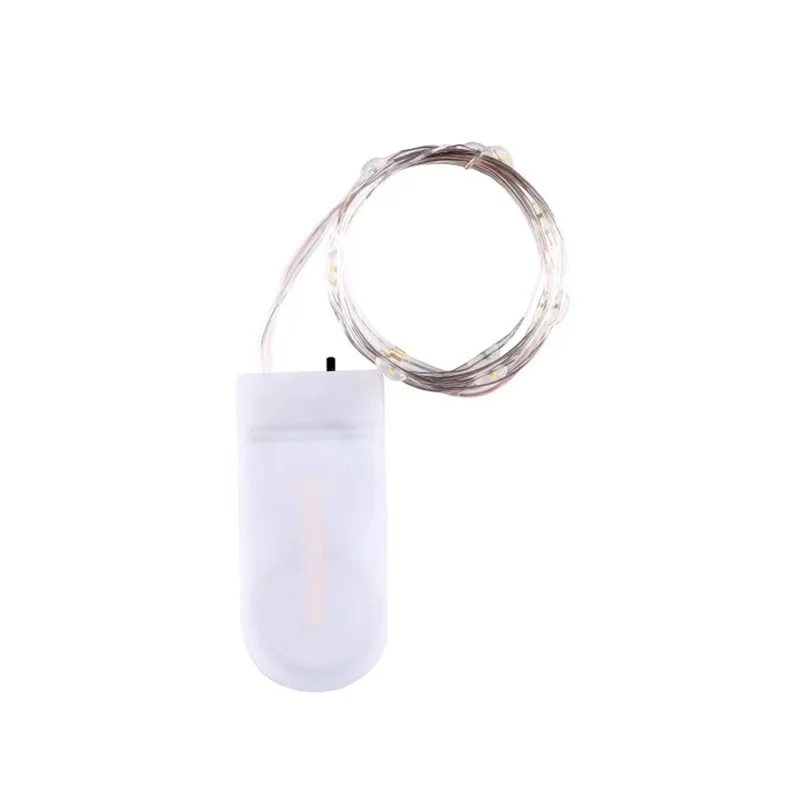 LED Button Light String Button Battery Box Fairy Lights Waterproof Mini Firefly String Lights with Flexible Silver