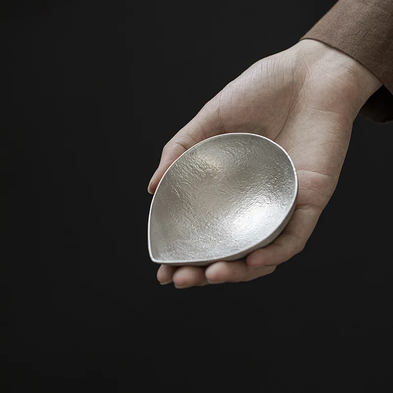 شاي صغير مصنوع يدويًا من القصدير النقي، شاي قديم بنمط المطرقة غير اللامعة، تقدير الشاي، صب الشاي، حفل الشاي، إبرة الشاي، ملعقة شاي