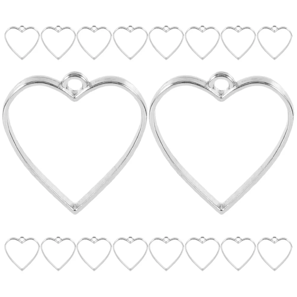 

30pcs Jewelry Findings Pendants Heart Bezel Frames Hollow Open Back Pendant Blanks For Necklaces Bracelets Earrings Diy Jewelry