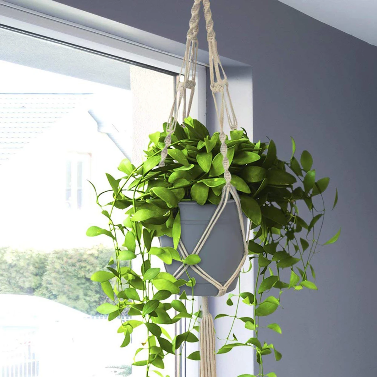 

Handcrafted Macrame Hanging Plant Hanger Perfect for Flower Pots & Planters, Add a Bohemian Touch to Your Home Decor, Courtyard