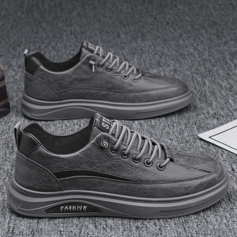 Men's Sneaker Man Casual Leather Shoes Male Sports Comfortable Flat Shoes High End Fashion Lace Up Shoes for Men Tenis Masculino