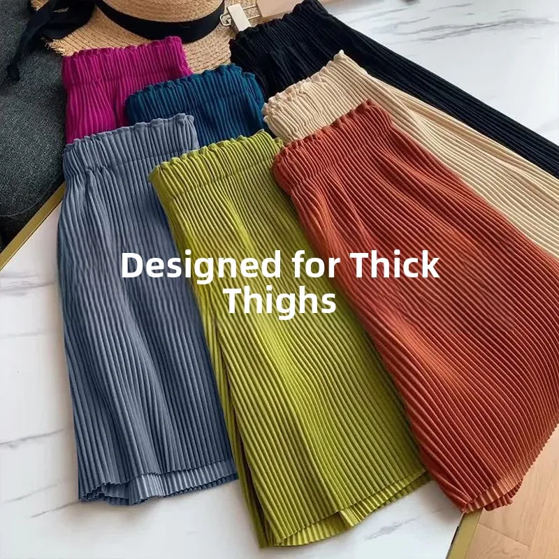 

Ice Silk plus Size Casual Shorts Women's plus MM Five-Quarter Sports Pants Street Style Slimming Hip Concealing Hot Pants