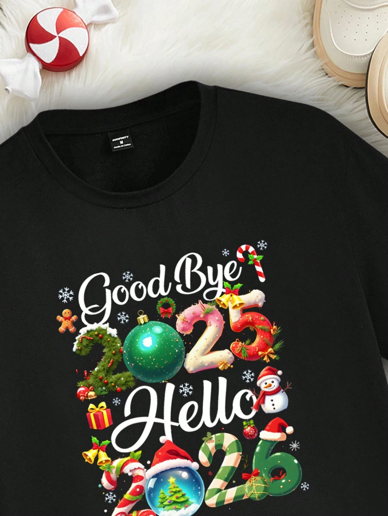 Christmas Goodbye 2025 Hello 2026 T-Shirt Men Women New Year Holiday Couple Matching Tee
