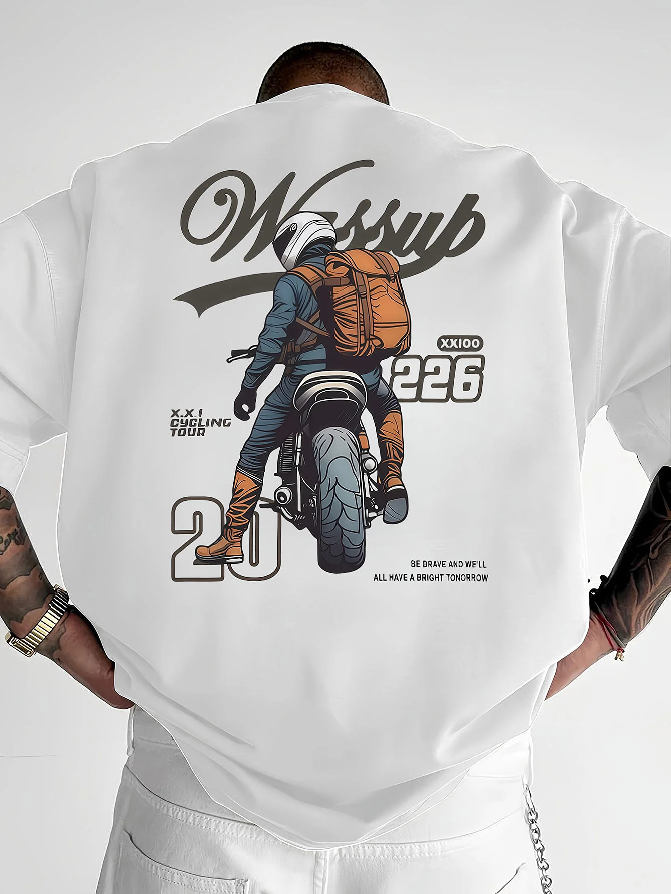 Fashion motorcycle Graphic design -100% cotton summer short sleeve O-neck casual printed men's T-shirt.