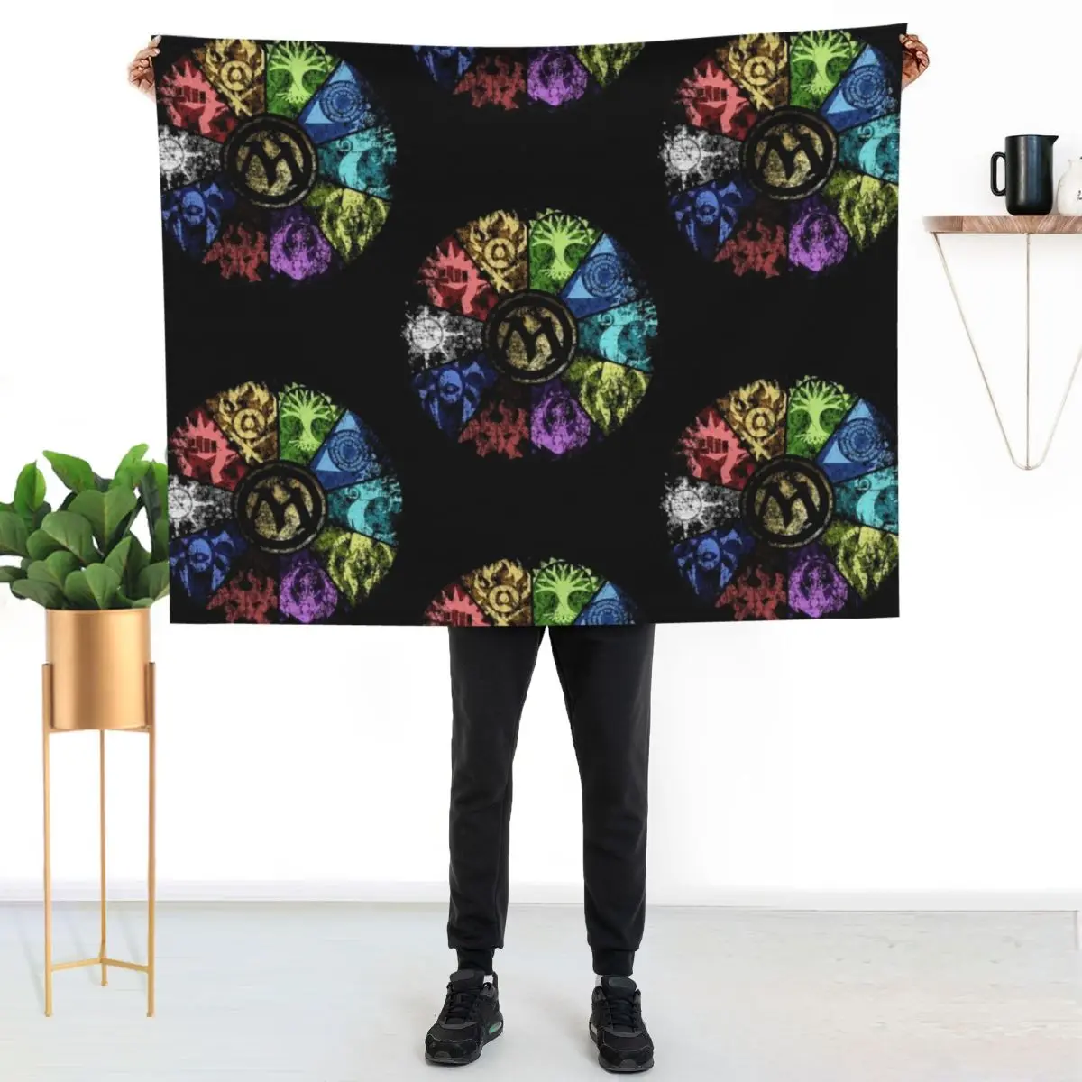 MTG Faded Guild Wheel Throw Blanket Cute Plaid Decorative Throw Soft Beds Soft Big Furrys Blankets