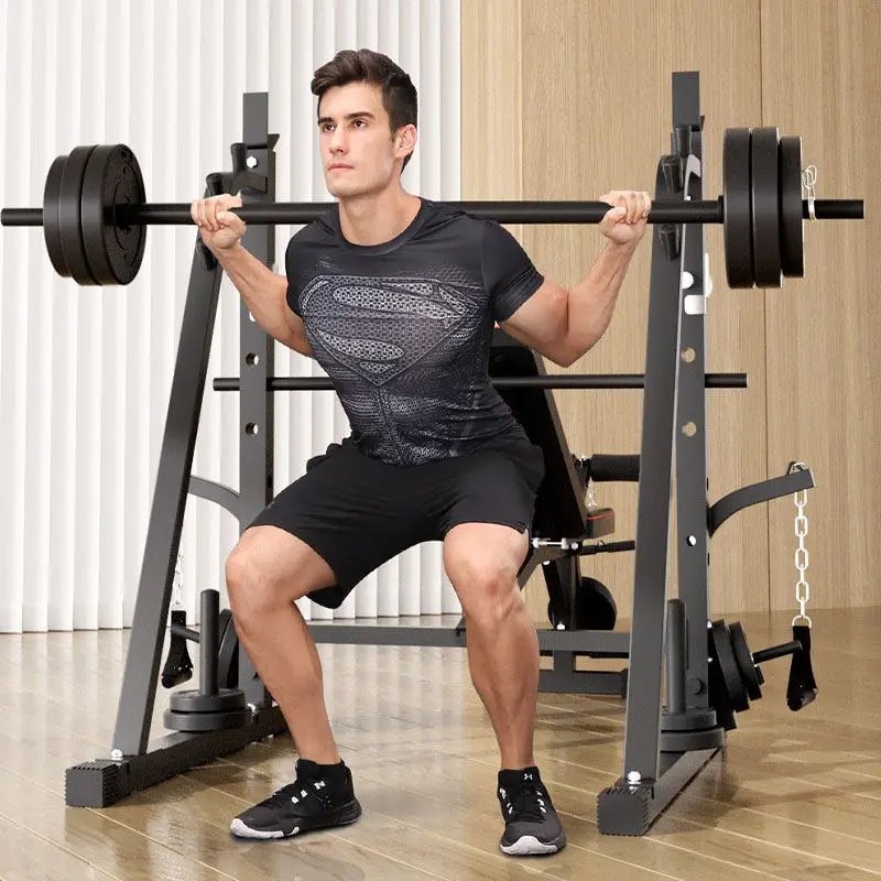 Multifunctional Weight Bed, Bench Push Rack Barbell Bed, Squat Rack Barbell Rack