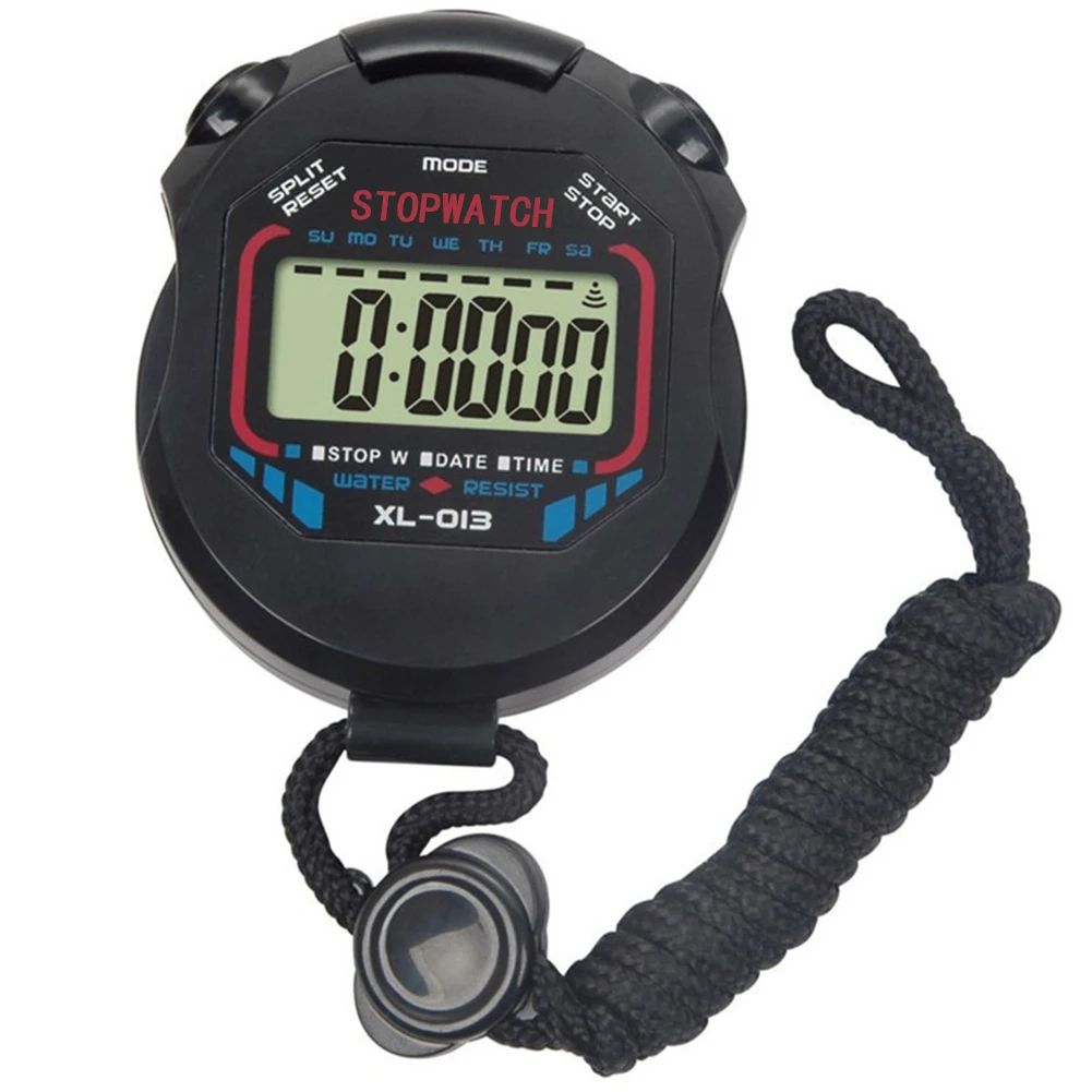 Sports Stopwatch Timer Stop Watch Handheld Digital Counter Chronograph Timer Waterproof Alarm Stopwatch with String