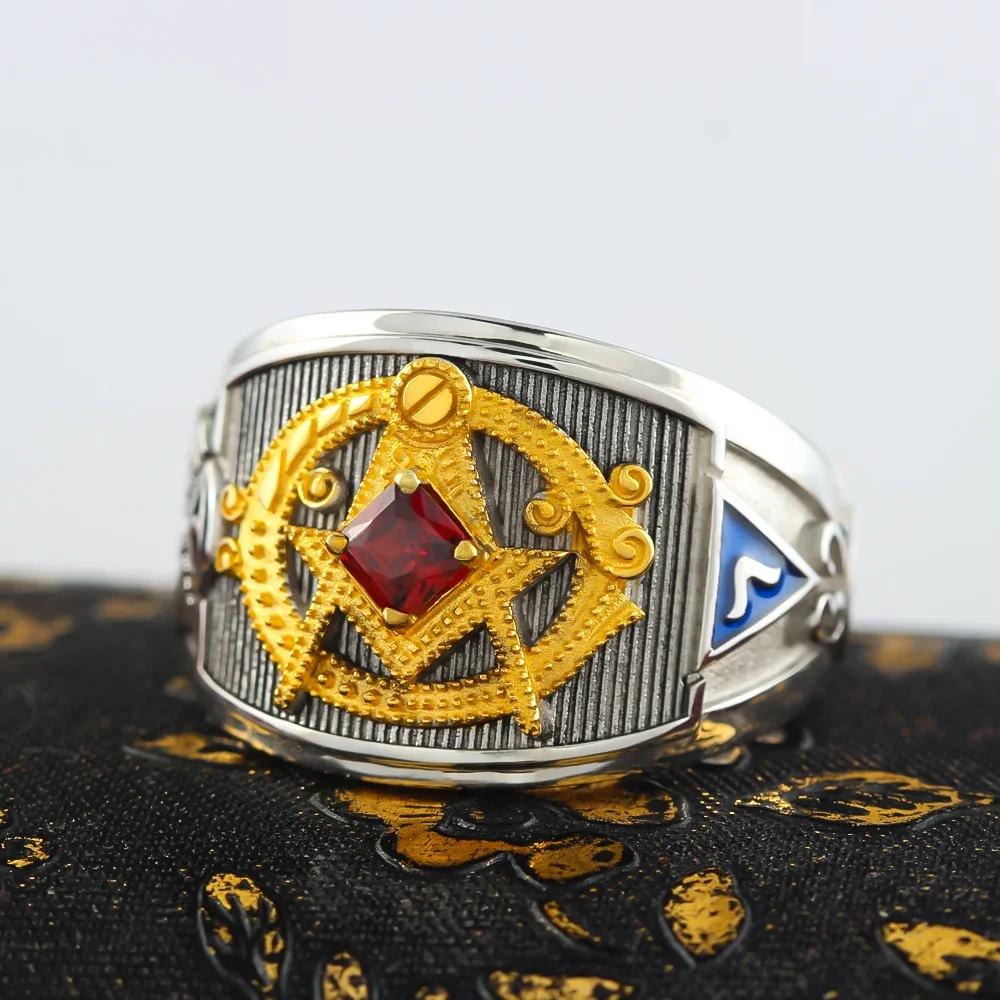 Freemason Masonic Knights Templar G Llluminati Sterling Silver Ring