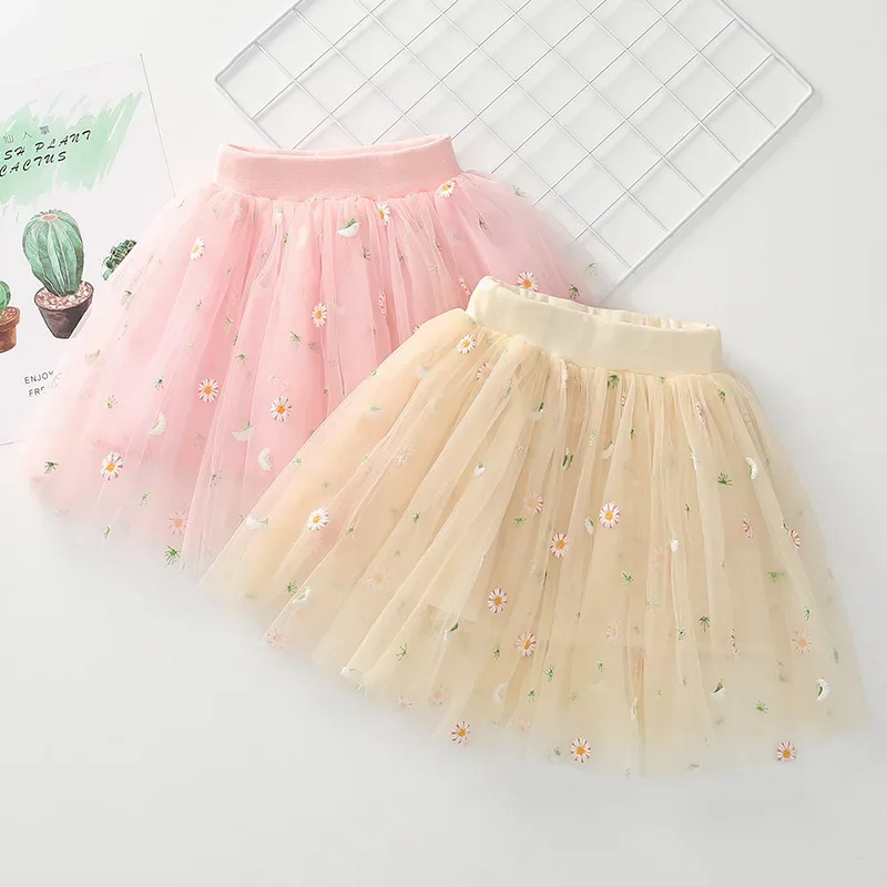 2-7Y Baby Girls Tutu Skirts Pearl Short Cake Toddler Girl Skirt Kids Bow Princess Wavy Pink Puffy Tulle Skirts Ballet Children