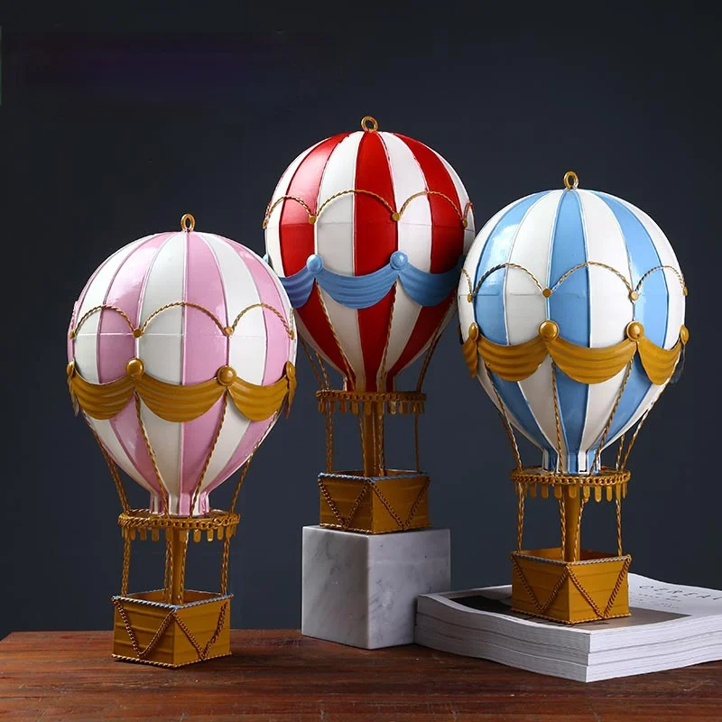 Imagem -04 - Hanging Craft Casa Sala 35cm1.15ft Modern Iron Hot Air Balloon Acessórios Decoração de Parede Rainbow Lantern 1pc