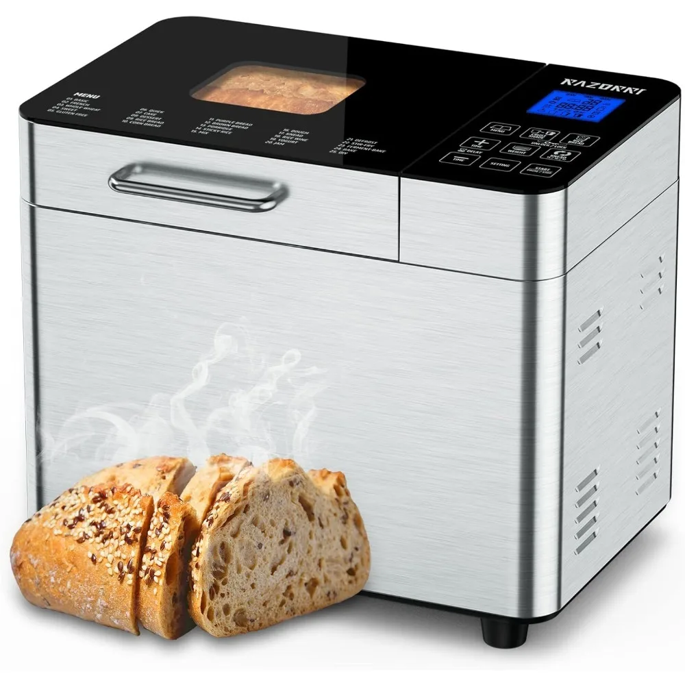 

Bread Maker Machine Stainless Steel UL Certified, Nonstick Bread Pan, Homemade 2Lbs Breadmaker