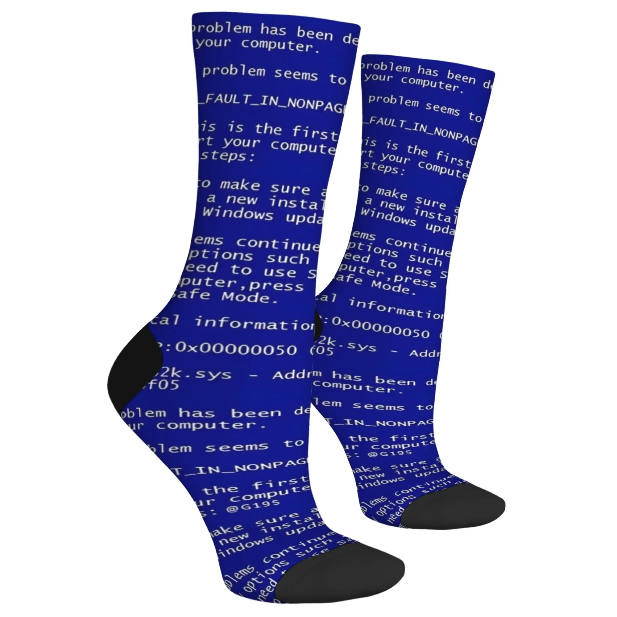 Computer Error Code Creative Men's Socks Novelty Funny Happy Crew Socks Harajuku Retro Street Hip-Hop Socks Casual Party Gift