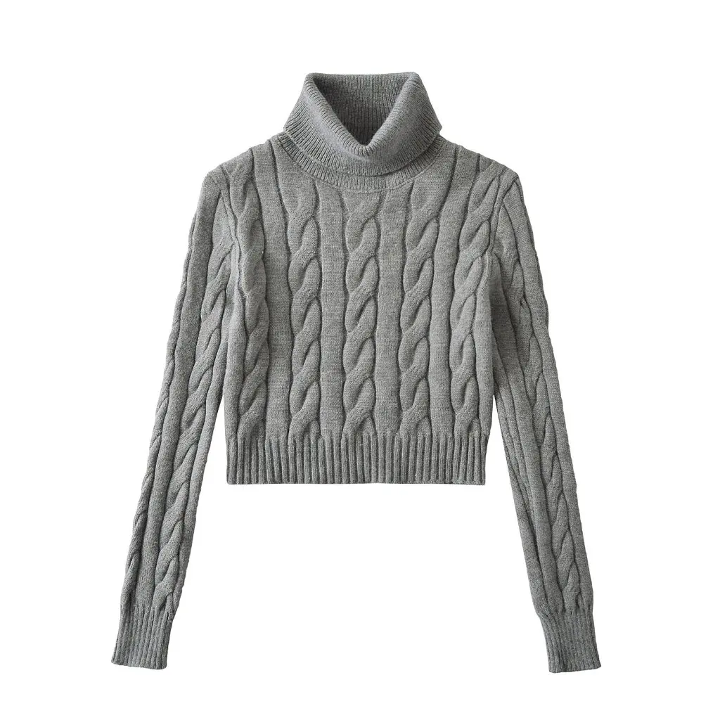 

Women's Turtleneck Twist Sweater High-End Loose Pullover Short Top Autumn Winter New Lazy Style Fashionable Knitwear