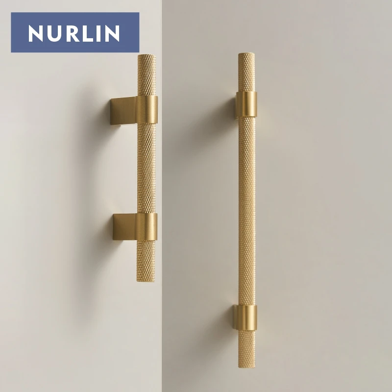 Nurlin Solid Brass Knurling Patterned Cabinet T-bar Extended Length 40 Inches Kitchen Appliances Dishwashers Refrigerators Pull