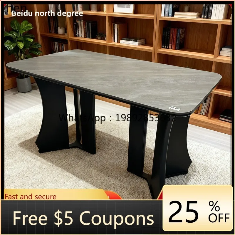 

AB New Dining Table and Chairs for Home Living Room Modern Simple Rectangular Rock Board Dining Table