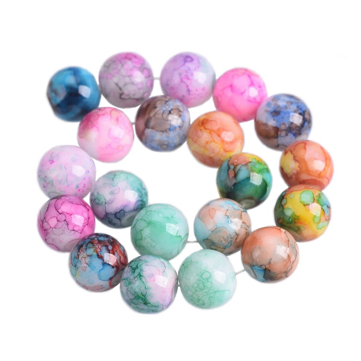 Colorful Round 6mm 8mm 10mm 12mm Coated Painting Opaque Glass Loose Crafts Beads Lot For Jewelry Making DIY Bracelet Findings