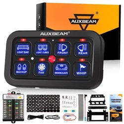 AUXBEAM 8 Gangs LED On-Off Switch Panel 12V 24V Universal Power Control Electronic Relay System TWO-SIDED OUTLET BB80 GB80