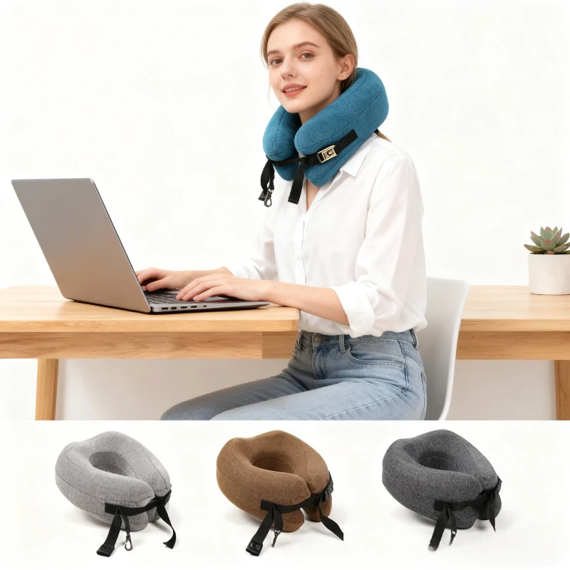 رغوة الذاكرة انتعاش بطيء على شكل حرف U وسادة المحمولة القابلة للتخزين سيارة طائرة السفر الرقبة وسادة لينة مريحة مكتب قيلولة وسادة