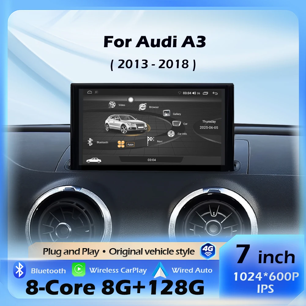 7inch Android For Audi A3 2013 - 2018 Wireless Carplay Car Radio Multimedia Player GPS Navigation WIFI Bluetooth DSP Stereo Auto