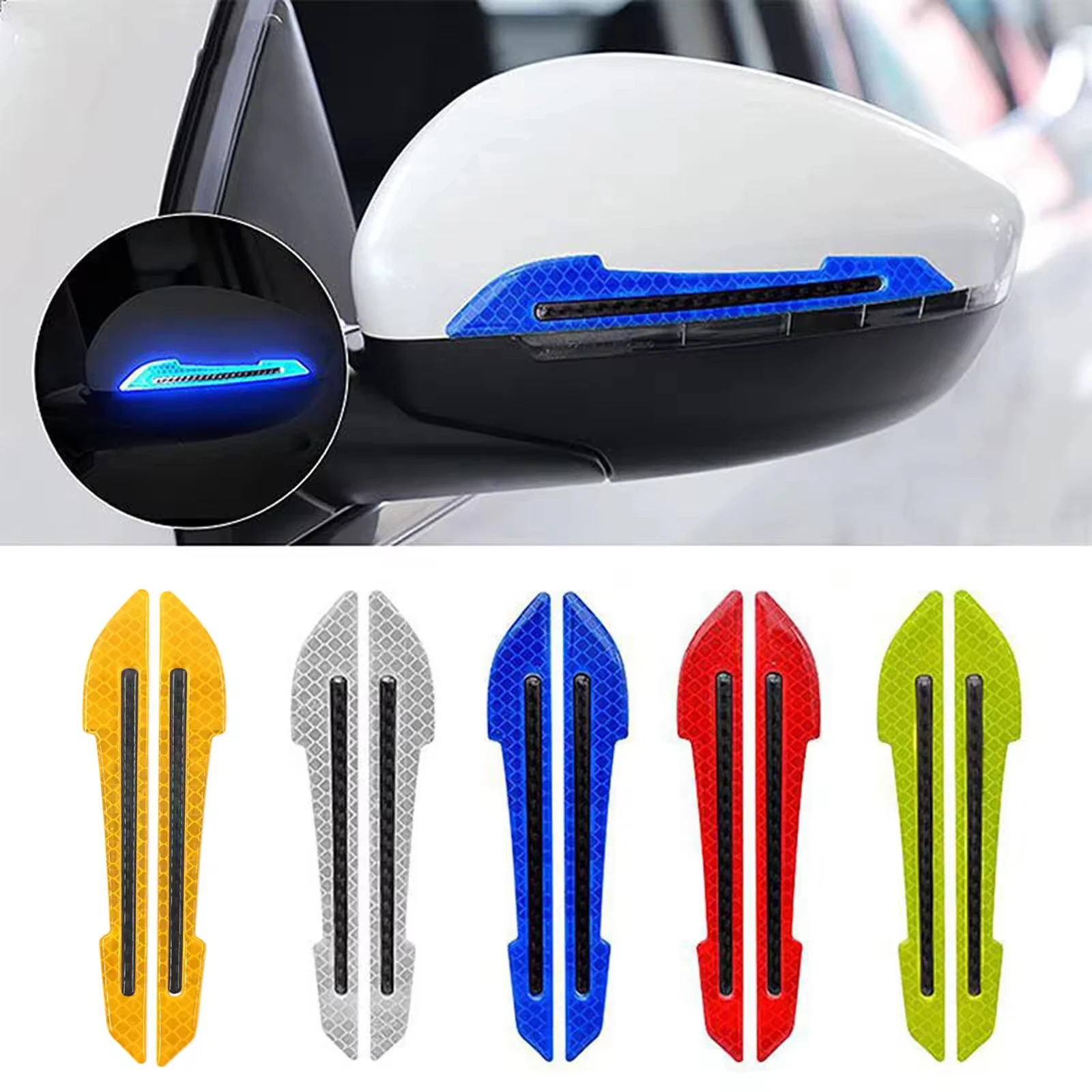 

2pcs Reflective Rearview Mirror Protection Car Stickers Collision Strips Accessories