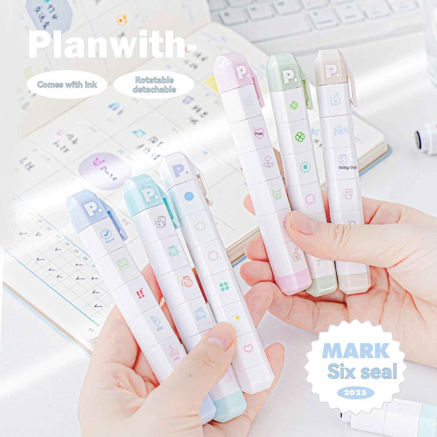 1PC Multi Section Seal Pen Cute Wind Hand Account Decoration Record Seal Diary Material Chasing Star Completion Task Seal