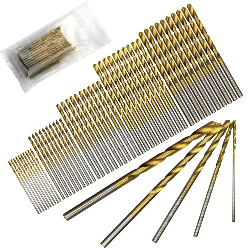 

50pcs 1-3mm Small Drill Bit Electric Tool Titanium Plated Twist Set DIY Woodwork and Open Drill Bit