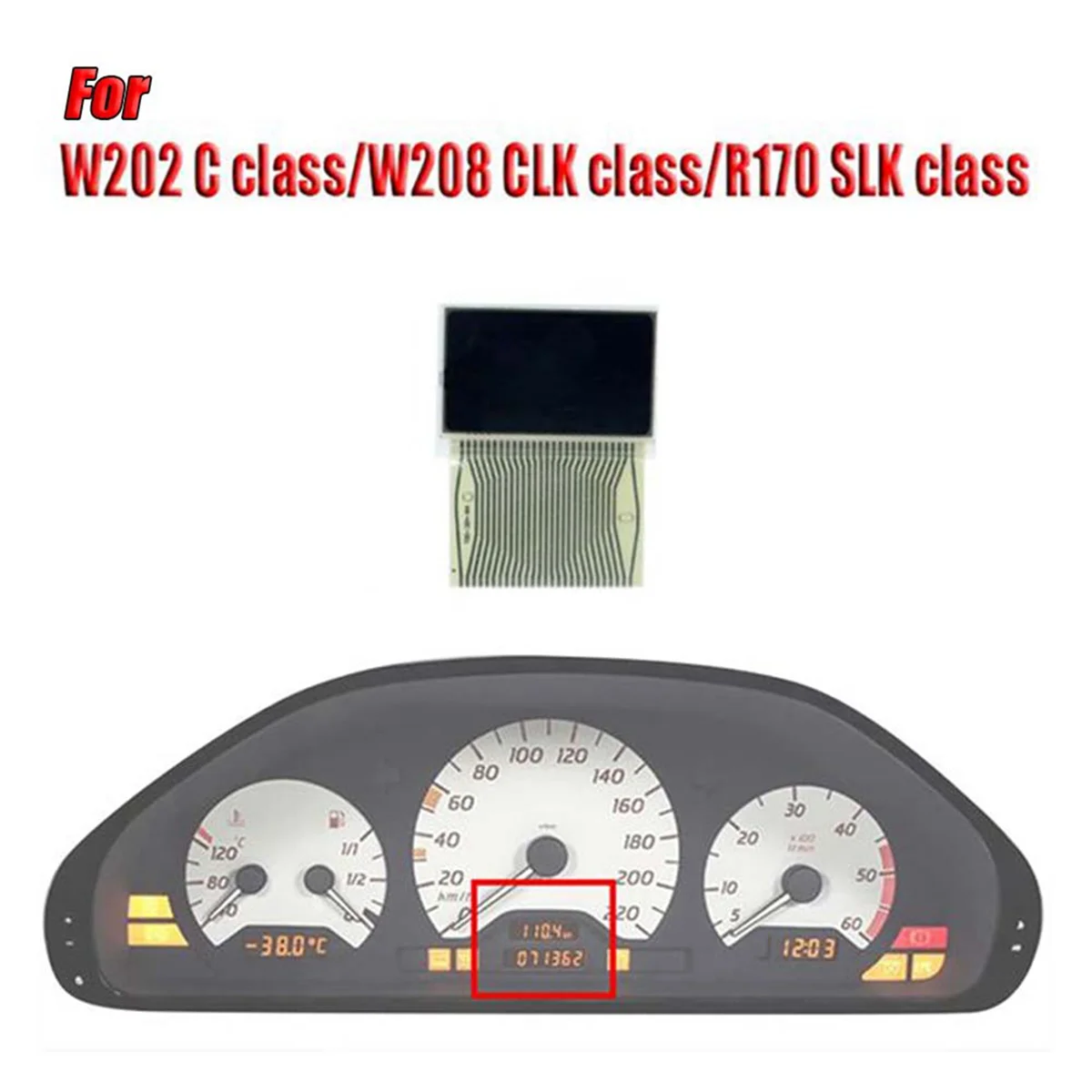 Painel do carro Médio Tela LCD, tela de reparo do pixel do velocímetro, Mercedes Benz W202, W210, W208, R170, 1998-2002