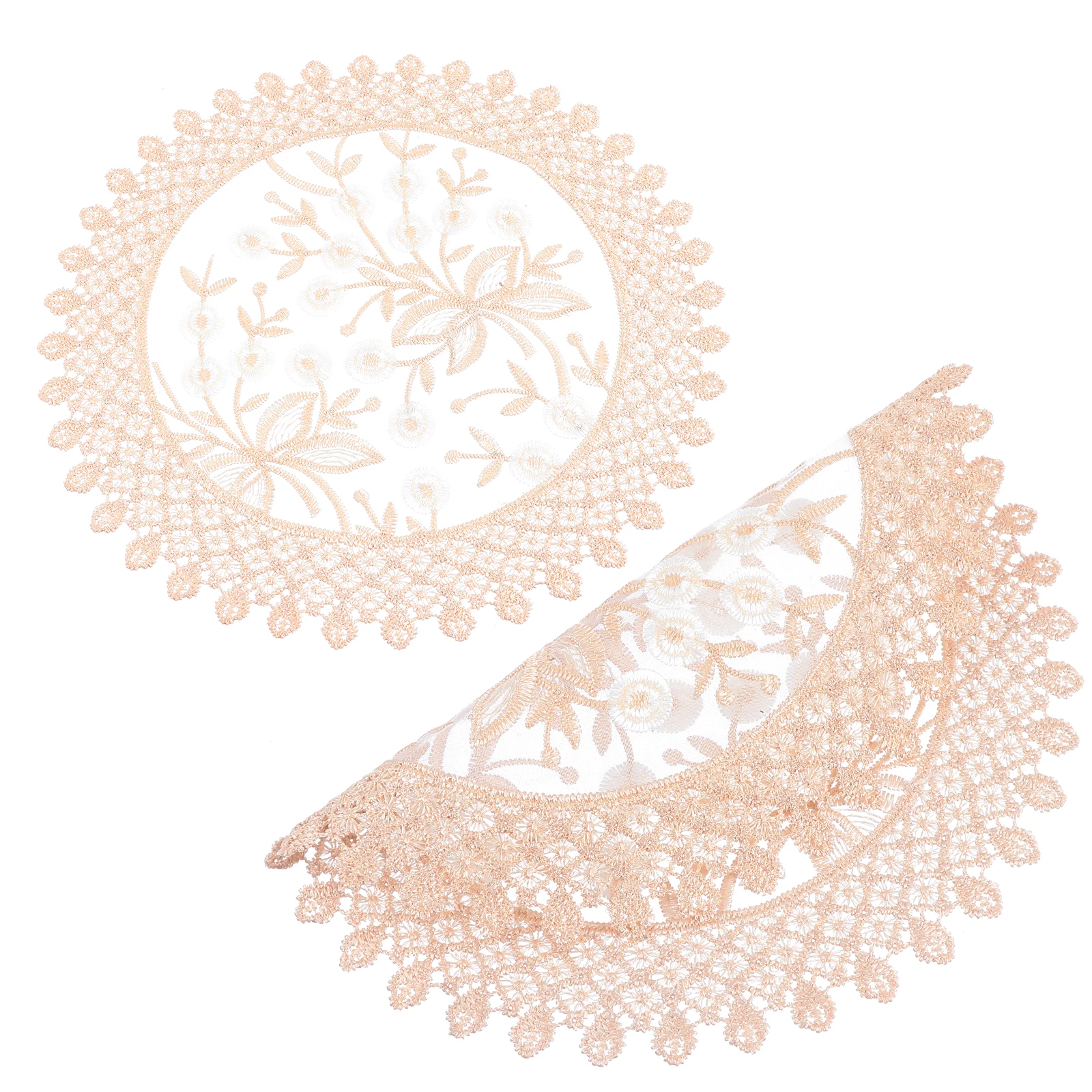 

2pcs Lace Embroidered Coasters Flower Pattern Table Mats Decorative Cup Mats For Dining Room Kitchen Serving Tray Vase Lamp