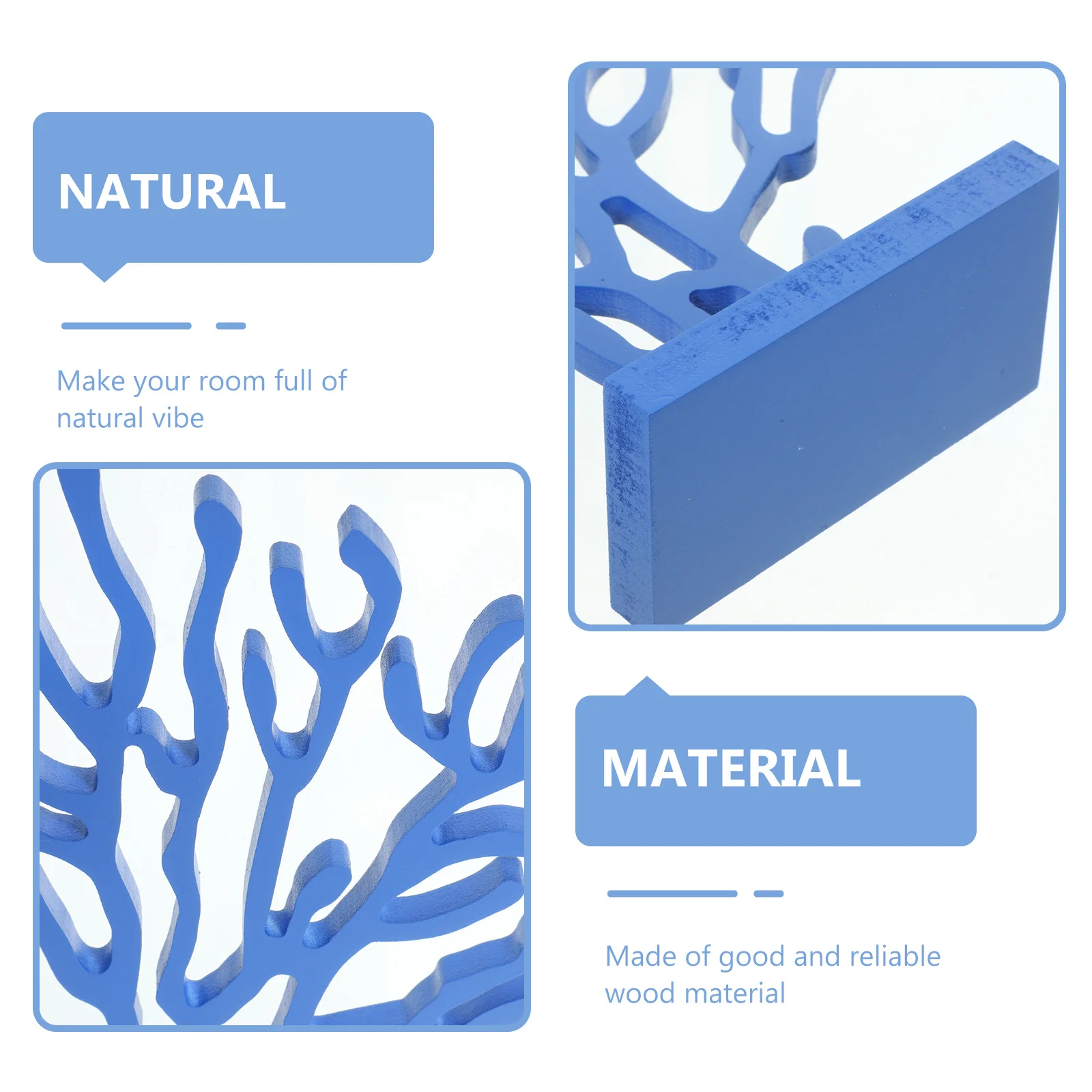 

3Pcs Wood Coral Mediterranean Style Tabletop Ornament Coastal Ocean Home Decor Nautical Wood Craft Desktop Decoration