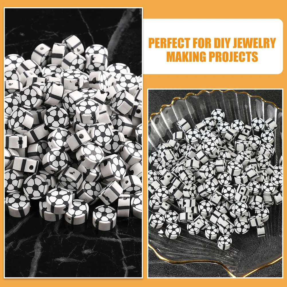 

100pcs Soft Ceramic Football Beads Sport Polymer Clay DIY Jewelry Making Bead for Crafts Keychain Bracelet Necklace Pendant