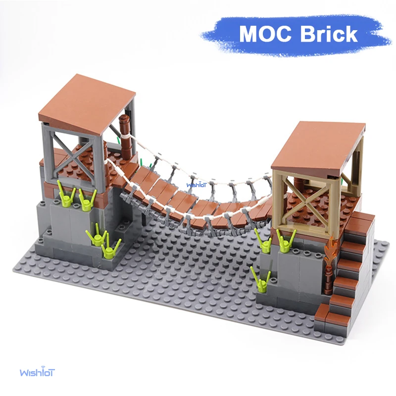 

MOC Iron Chain Suspension Bridge Creative Scene Small Particle Building Blocks Architecture Model DIY Display Gift