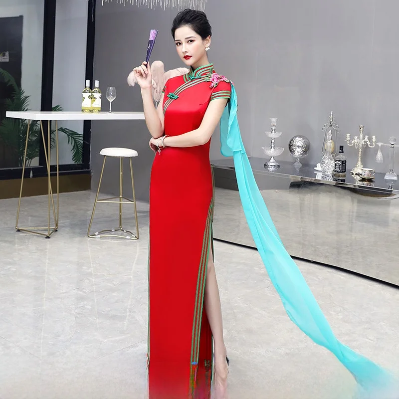 

Новинка 2025: Улучшенный сценический костюм Ele Long Performance для выступлений, модный комплект для среднего и старшего возраста