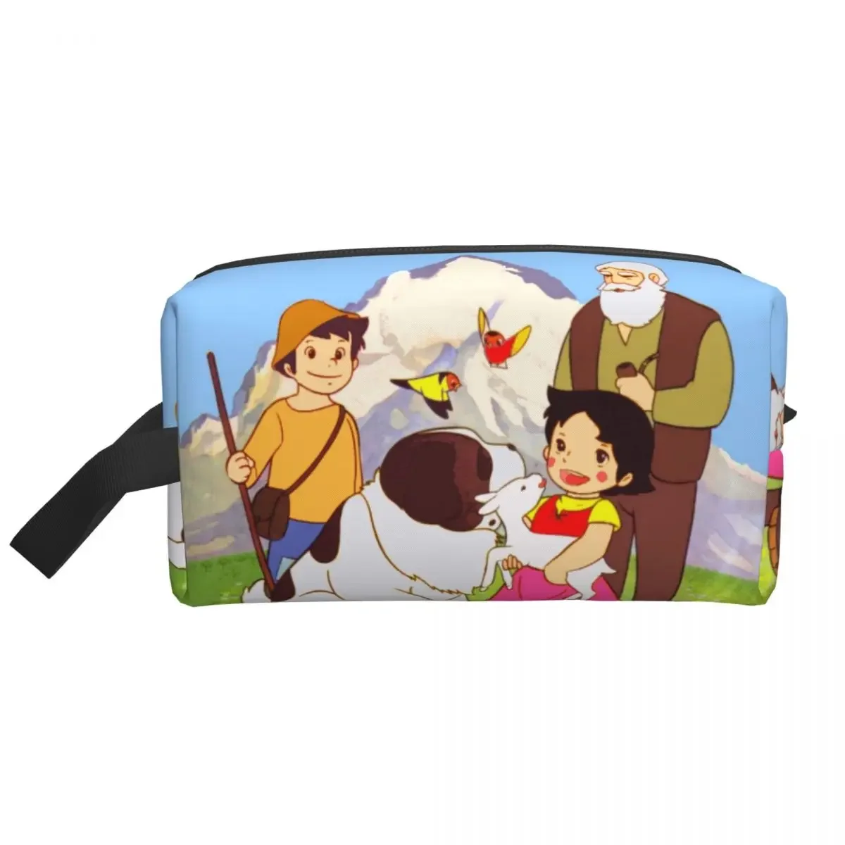 Heidi Peter And Grandpa Together Makeup Bag Travel Cosmetic Organizer Kawaii Alps Mountain Goat Cartoons Storage Toiletry Bags