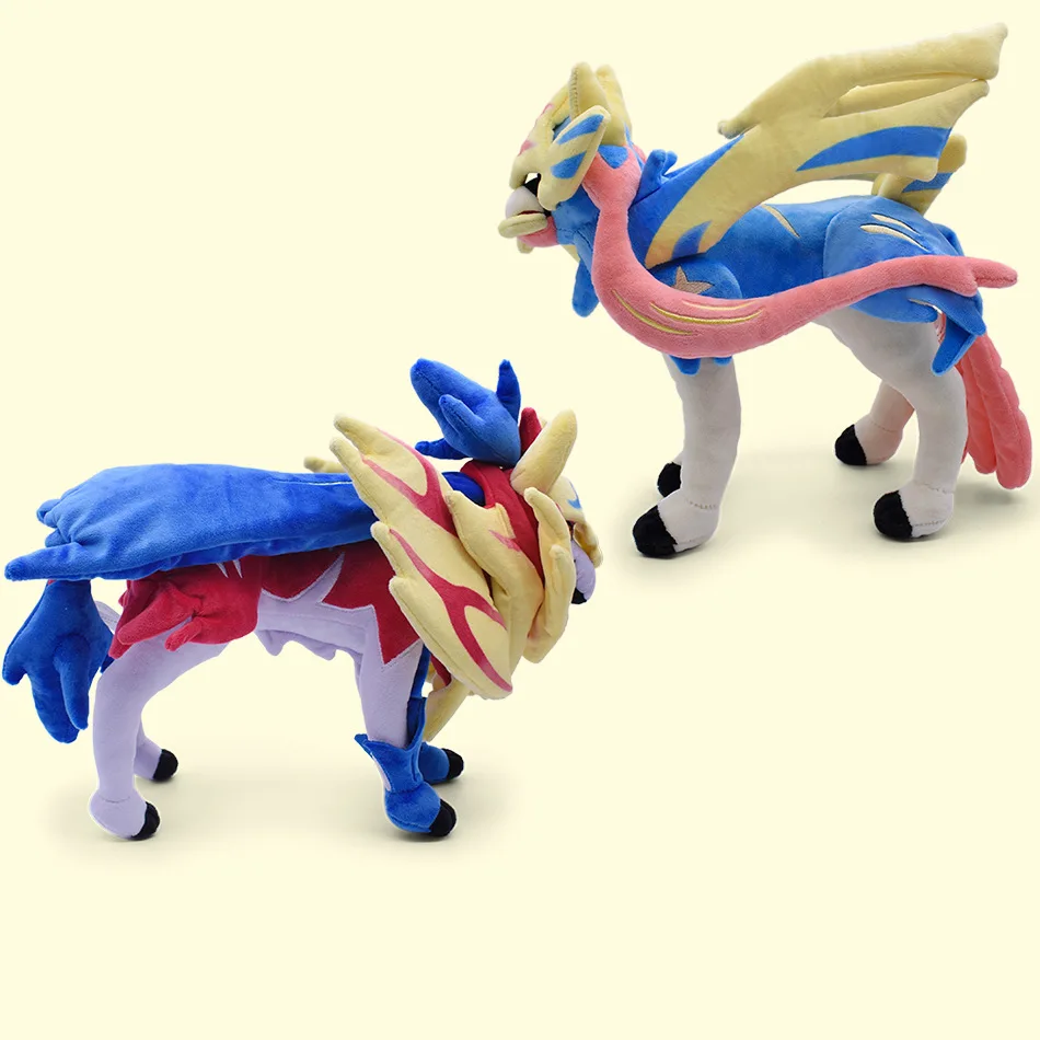 Pokemon Peluche Spada e Scudo Peluche Zacian Zamazenta Dauntless Shield Intrepid Spada Farcito Bambola Fantastico Regalo di Natale per Bambini