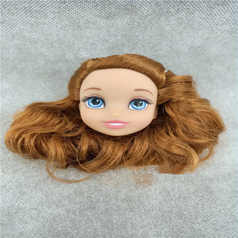 Fashion Princess Doll Head 1/7 Doll Accessories Dress Up Doll Head with Coffee Curly Hair